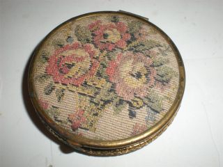 Vintage Rouge Powder Coty Lentheric Needlepoint Compact Mirror Free