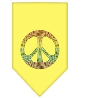 Rainbow Peace Sign Rhinestone Bandana Yellow Small (24