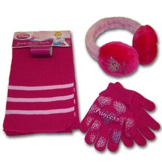 Disney Princess Girls Fuschia Earmuff, Scarf and Glove
