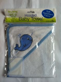 New Hooded Baby Toddler Boys Bath Towel Soft Absorbent Blue Whale 0 24
