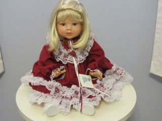 Gene Schooley Originals Vinyl Doll 22 inches Blonde / Maroon dress