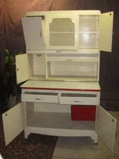 Original 1920s Antique Hoosier Kitchen Cabinet with Floor Bin Tin