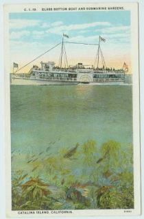 B0106 Glass Bottom Boat Catalina Island CA Postcard 1920S