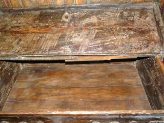 Antique Teak Hope Chest Rustic Pitara Iron Straps India Furniture