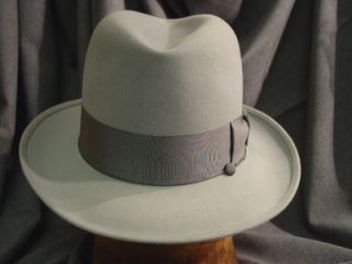  STETSON Fedora Hat ROYAL DE LUXE Gray Never Worn Original Box Size 7