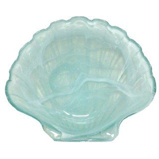 Recycled Art Glass Large White Scallop Bowl 13D, 3.5H