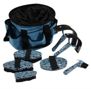  Piece Zebra Print Horse Grooming Kit w/ Nylon Carrying Bag NEW TACK