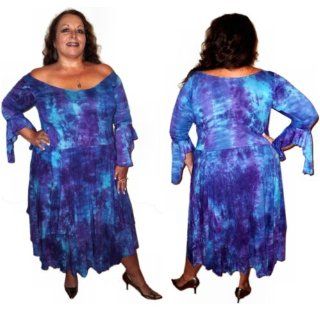 Tie Dye Dress with Sleeves in Royal Gem   Size 5X / 6X