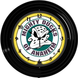 Wizard Neon Anaheim Mighty Ducks Black Neon Wall Clock