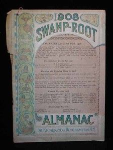 Antique ALMANAC Swamp Root Almanac c1908, Dr. Kilmer, Binghamton, NY