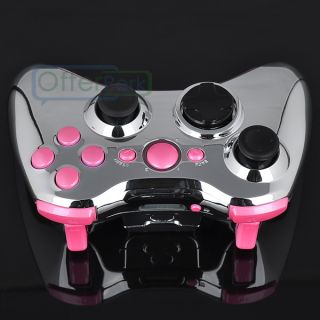  Silver Full Shell Polished Pink Buttons for Xbox 360 Controller