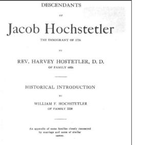 Jacob Hochstetler Family Genealogy Hostetler Hostetter
