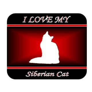 I Love My Siberian Cat Mouse Pad   Red Design