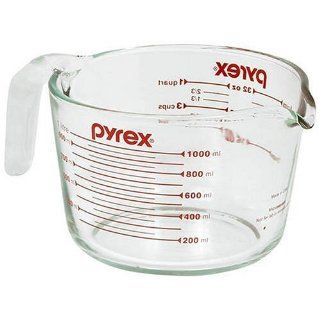 Pyrex Prepware 1 Quart Measuring Cup, Clear with Red