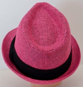  Trendy Dress Up Formal Hot Pink w Band Fedora Straw Hat L XL