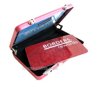 Aluminum Business Credit Card Holder Briefcase Hot Pink