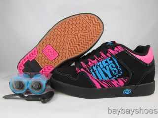 Heelys Caution Black Hot Pink Blue Gum Roller Skate Girls Youth All