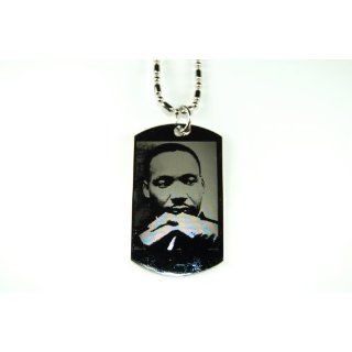 Martin Luther King Jr. Silver Tone Dog Tag Pendant
