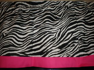 Zebra Stripe Pink Trim Black White Bedroom Window Valance Decor