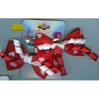Valentines Gifts  PPVAL144EE Red ribbon bow hair clips