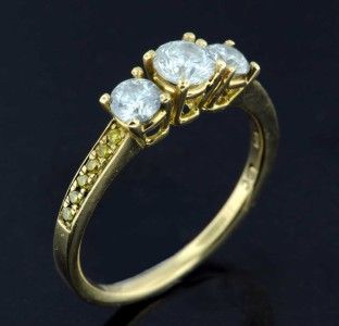 00 Carat Diamond Engagement Ring Canary Accent Diamonds 18K Yellow