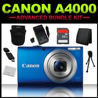Canon PowerShot A4000 IS 16MP Digital Camera (Blue) 32GB
