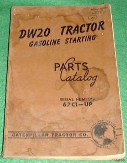 Caterpillar DW20 Tractor Parts Catalog Gasoline