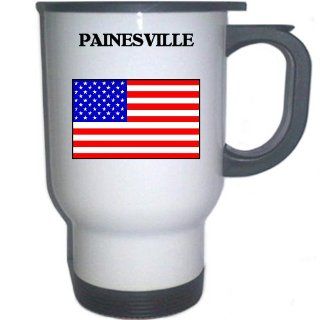US Flag   Painesville, Ohio (OH) White Stainless Steel Mug