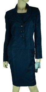 Kasper New Special Occasion Navy Blue Jacket Dress Suit Size 10P