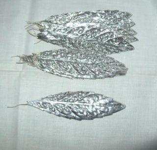 Vtg Millinery Flower Silver Aluminum Foil Paper Leaf F