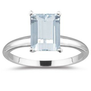 89 Cts Sky Blue Topaz Solitaire Ring in 14K White Gold 3.0 Jewelry