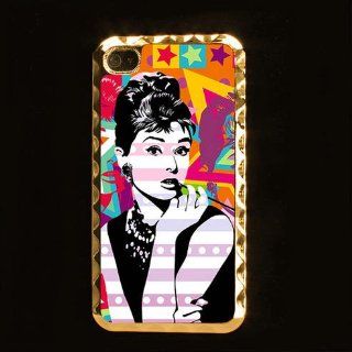 Audrey Hepburn Printing Golden Trim Chrome Case Cover for