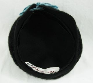  Vintage 60s Wool Velvet Turban Toque Hat by G Howard Hodge Jr