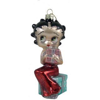 Betty Boop 5 Glass Ornament With Present