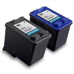 2pk Printronic for HP 56 57 Ink Cartridge C6656AN C6657AN Combo Pack