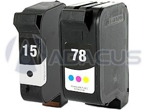 Ink Jet Cartridges for HP 15 78 PSC 750 Printer 1 BK 1 CLR
