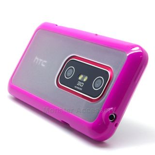 Pink Softgrip Hard Case Soft Gel Cover for HTC EVO V 4G Virgin Mobile