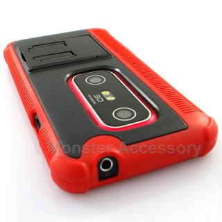 Luxmo Fusion Red Hard Case Kickstand Cover HTC EVO 3D