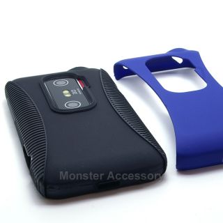 Blue Dual Flex Hard Case Gel Cover for HTC EVO V 4G Virgin Mobile 3D