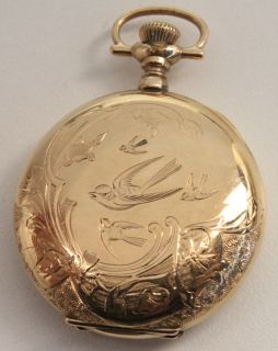 Hugh Connolly C 1900 Ladies Pocket Watch Engraved Gold Filled Hunter