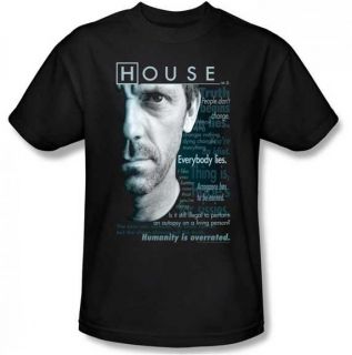 House M D MD Houseisms Hugh Laurie New Licensed Adult Mens T Shirt NBC