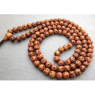 108 Wood Lu Lu Tong Beads Buddhist Prayer Mala Necklace
