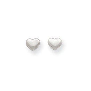14k Gold White Gold Puff Heart Post Earrings Jewelry 