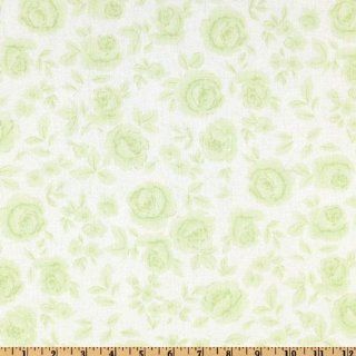 108 Flourish Quilt Backing Roses White/Lime Fabric By