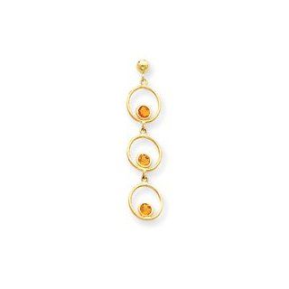 14k Citrine Triple Drop Circle Dangle Post Earrings   JewelryWeb