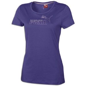 PUMA Large Logo S/S T Shirt   Womens   Casual   Clothing   Violet