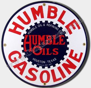 Humble Oil Gasoline 12 Porcelain Gas Pump Sign