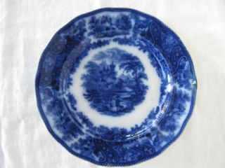 Victorian Flow Blue Plate Burgess Leigh Burslem Staffordshire England