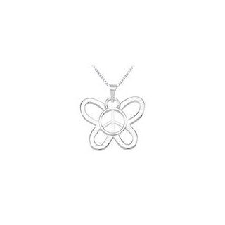 14K White Gold Butterfly Shaped Peace Sign Pendant   16.00