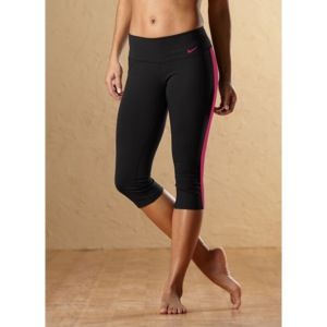 Nike Tight Dri Fit Cotton Capri   Womens   Black Heather/Rave Pink
